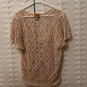 Ruby Rd Elegant Pink Lace Women Top, Size Medium 100% Cotton